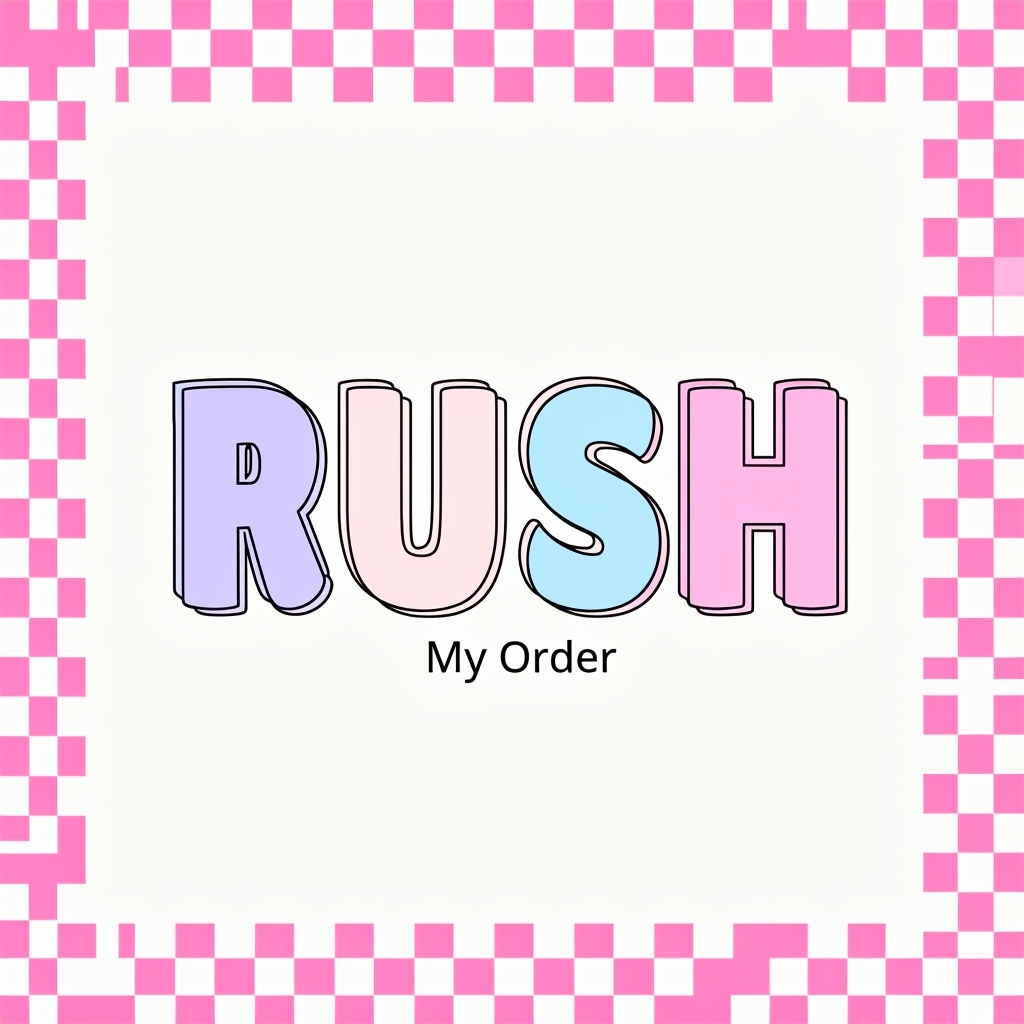 Pastel Colored RUSH Graphic with Checkered Border Social Media Post