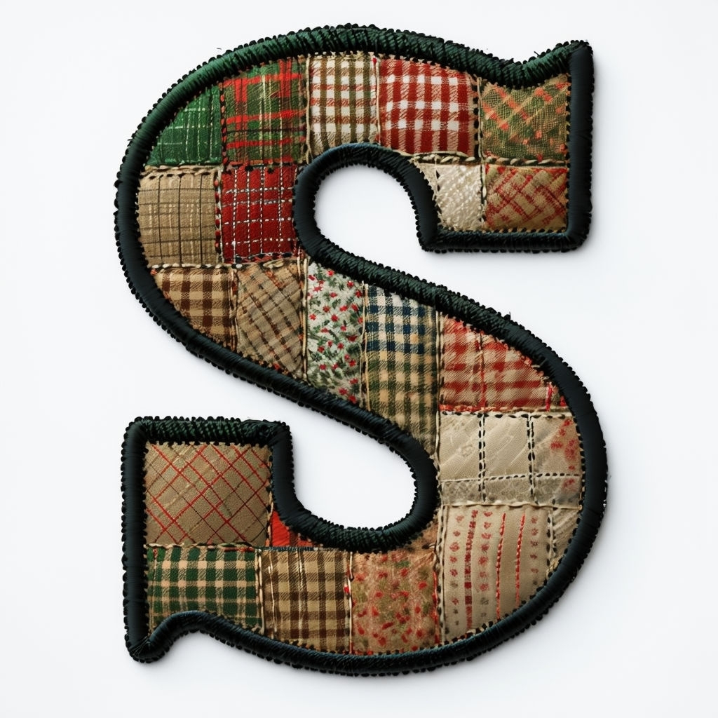 Decorative Patchwork Letter 'S' Embroidered Patch for Hats