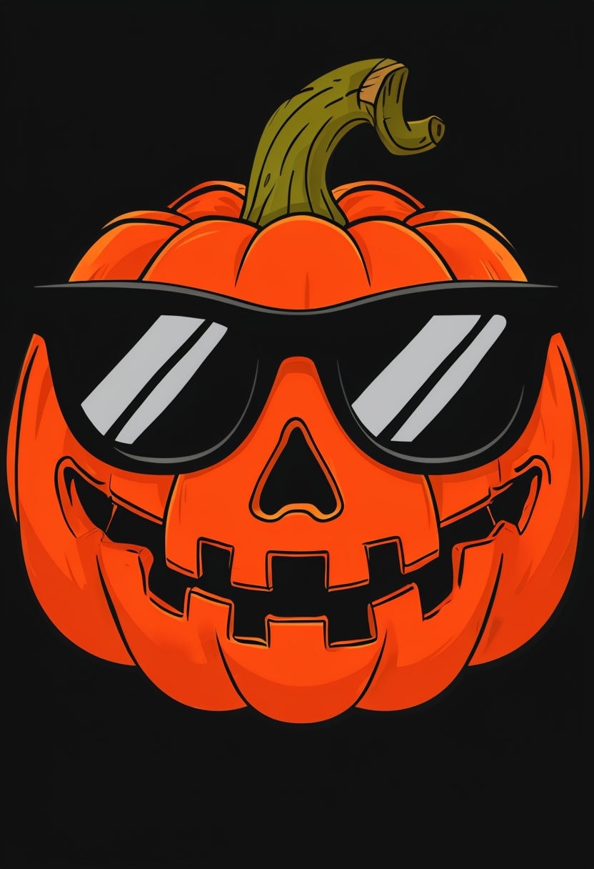 Cool Cartoon Pumpkin Head with Sunglasses Sticker