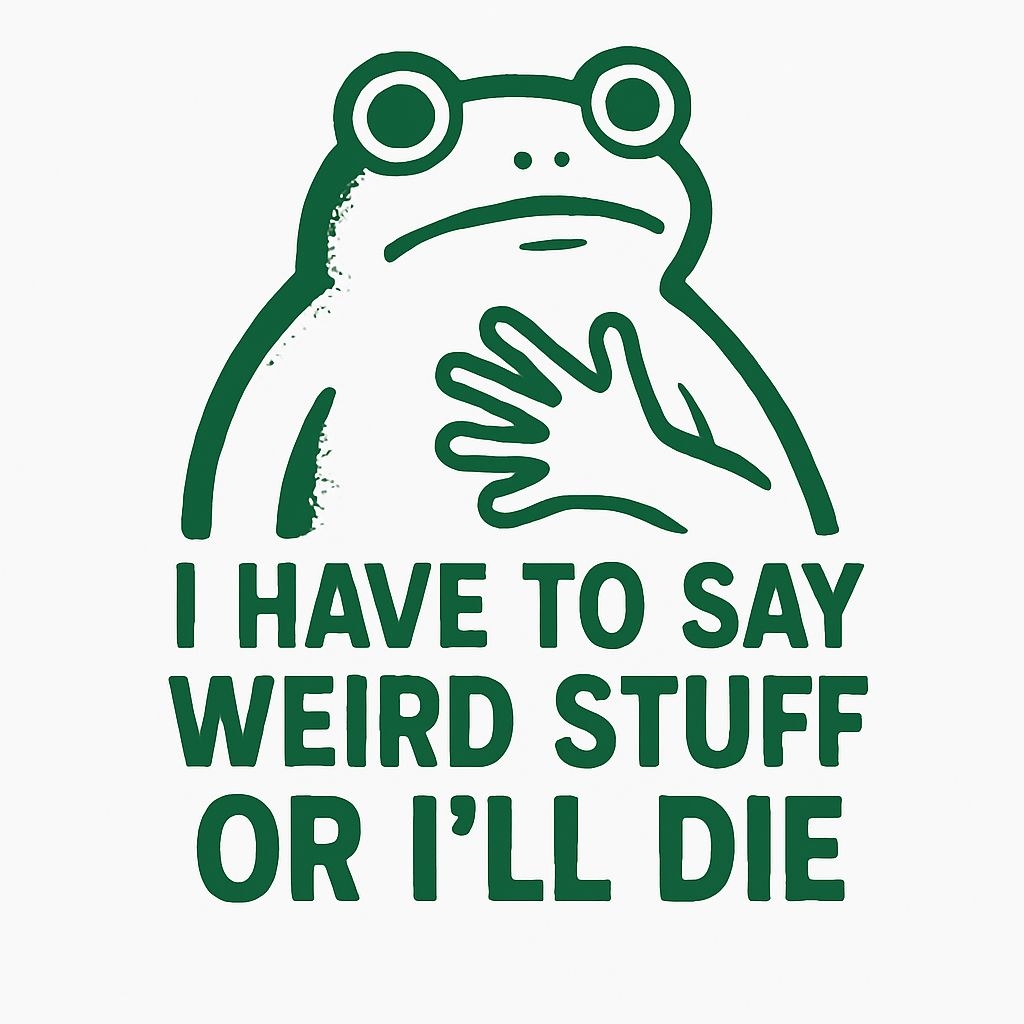Minimalist Forest Green Cartoon Frog with Humorous Text Sticker