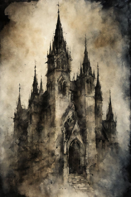 Gothic Grandeur Close-up watercolor painting on vintage par... by PiaRa ...