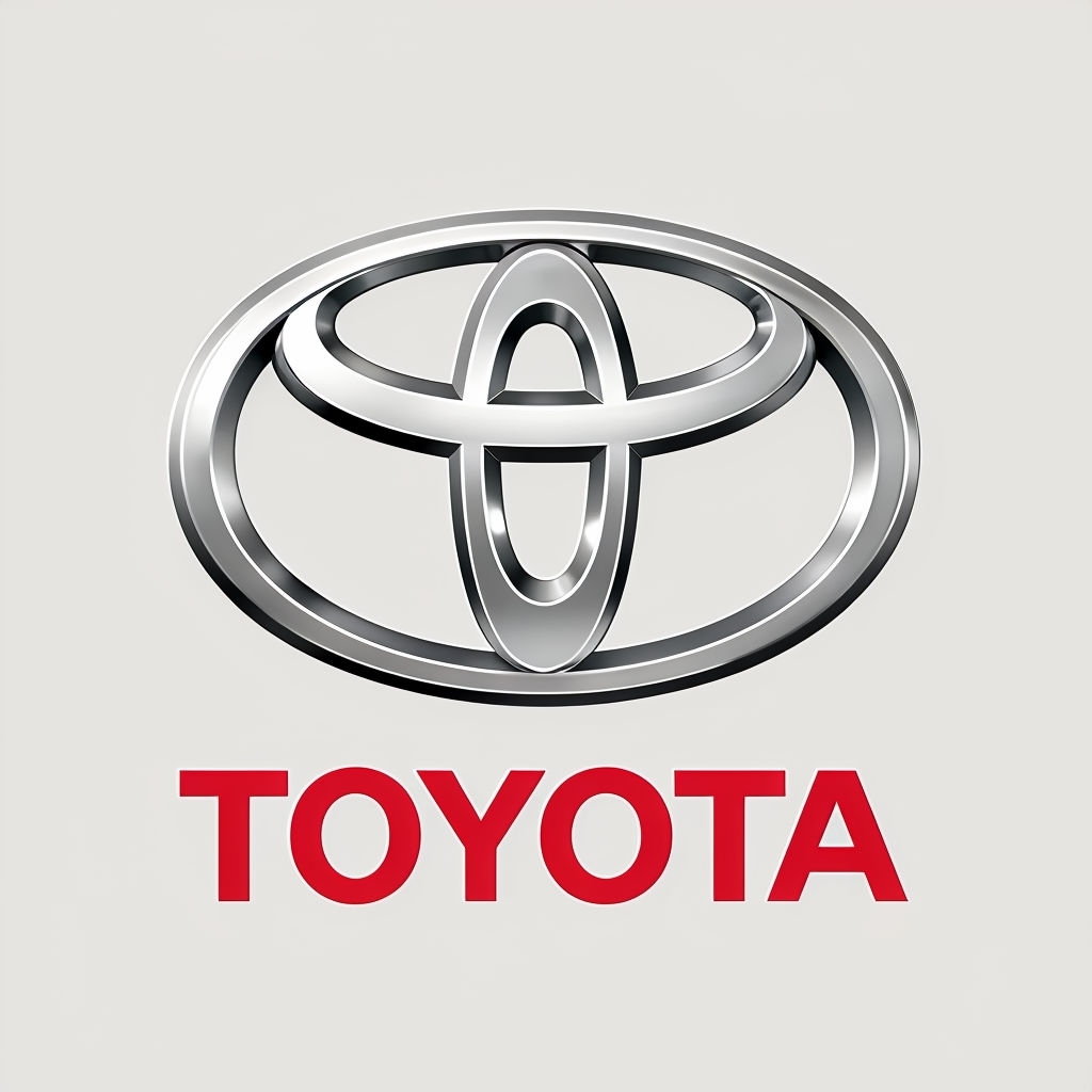 Sleek Silver Toyota Logo with Bold Red Text for Branding Logo