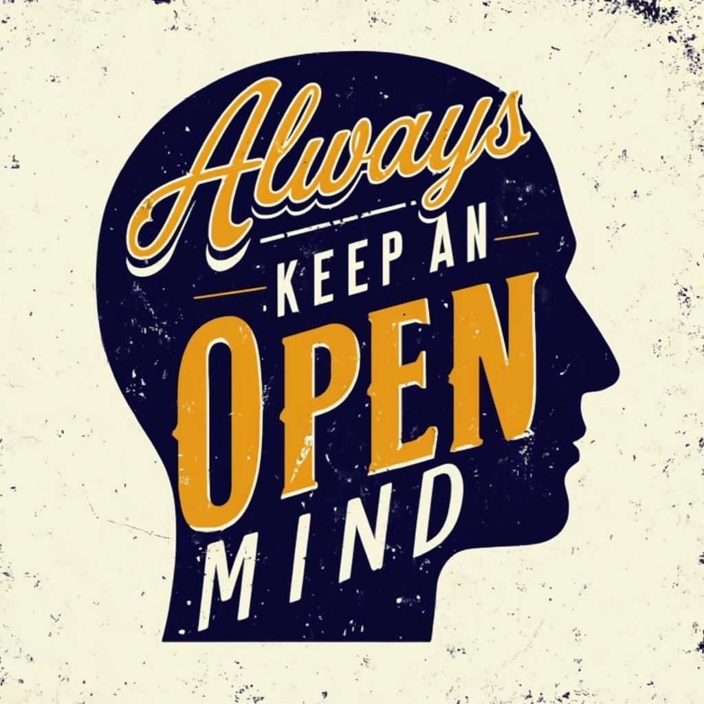 Vintage Motivational Open Mind Typography T-Shirt