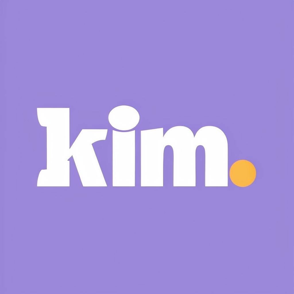 Minimalist Bold 'kim.' Typography Design on Lavender Background Logo