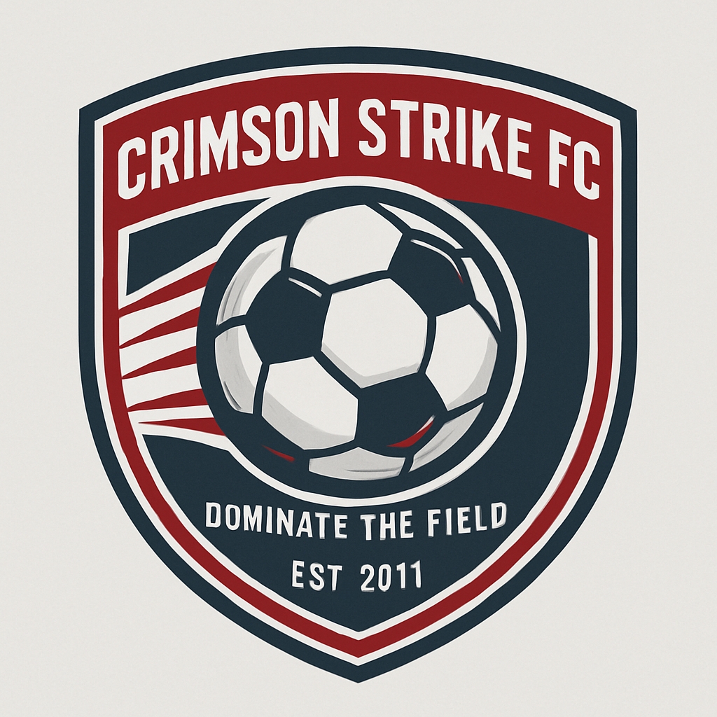 Crimson Strike FC Emblem with Soccer Ball Logo