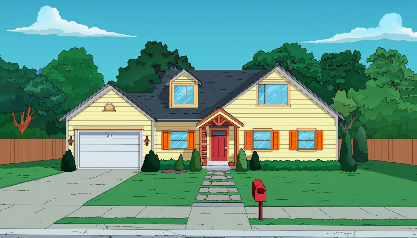 Cheerful Family Guy House Illustration Art