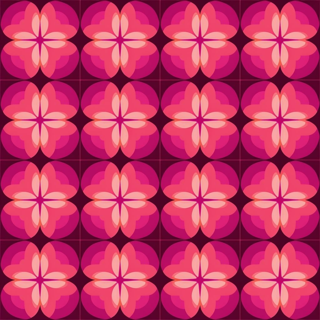 Vibrant Geometric Four-Petal Flower Pattern Design Seamless Pattern