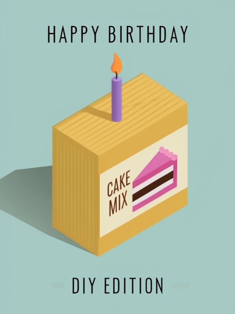 Minimalist Birthday Cake Mix Greeting Card Design for Celebrations Cards & Invites