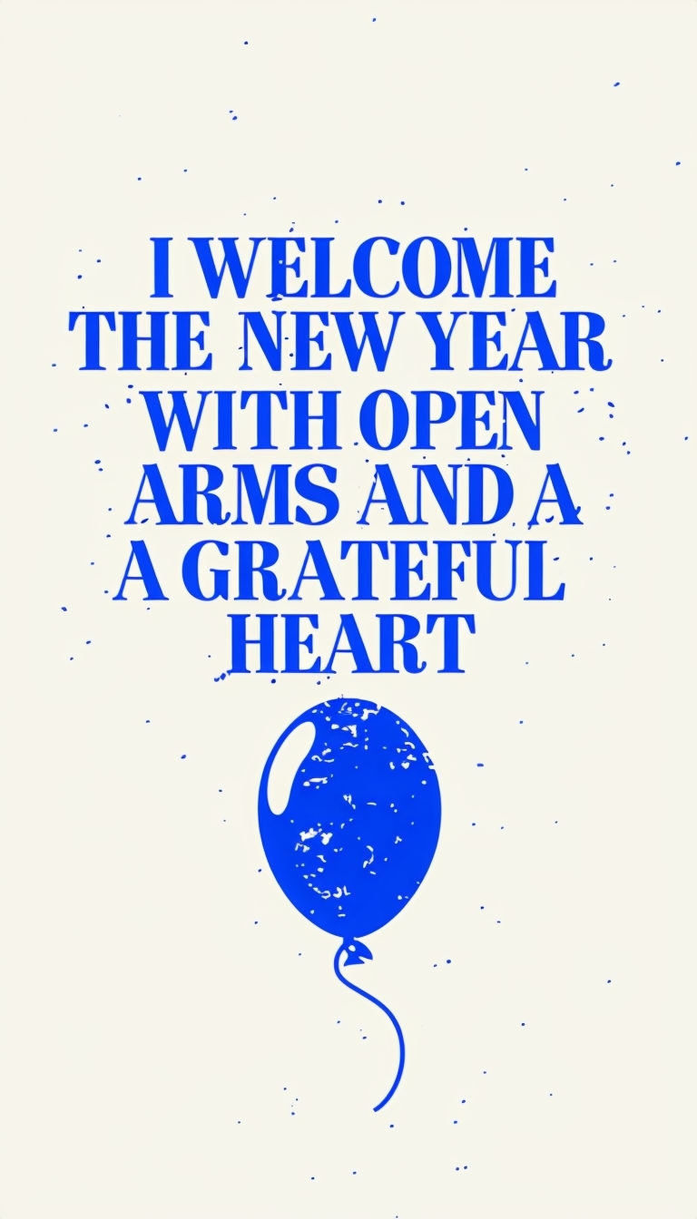 Vintage Blue Welcome New Year Text with Balloon Poster