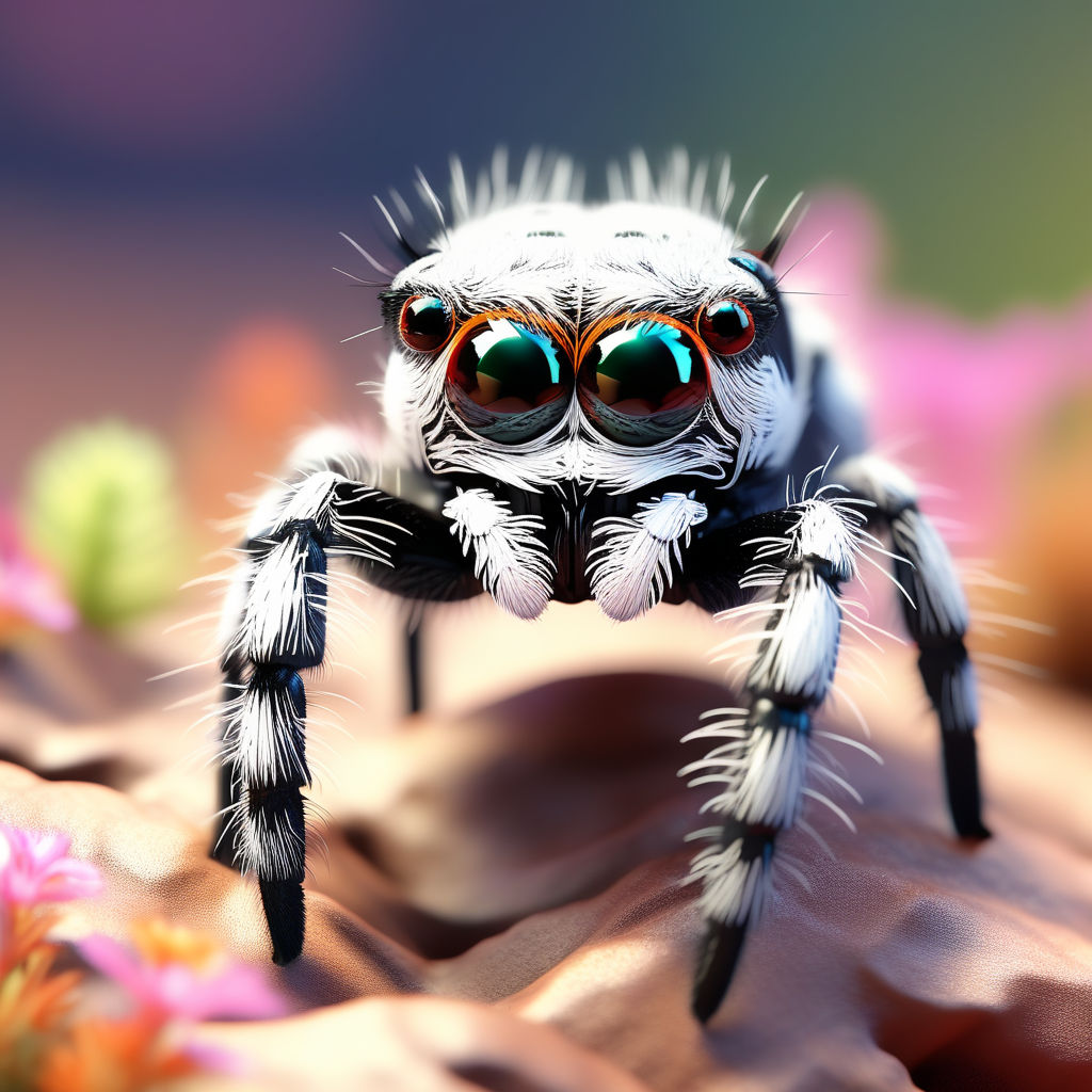 Tiny Cute black White Jumping Spider with cute eyes in a Ter... by Frau ...