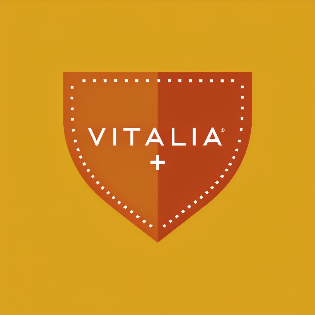 Minimalist Triangular Shield Logo Design for VITALIA Brand