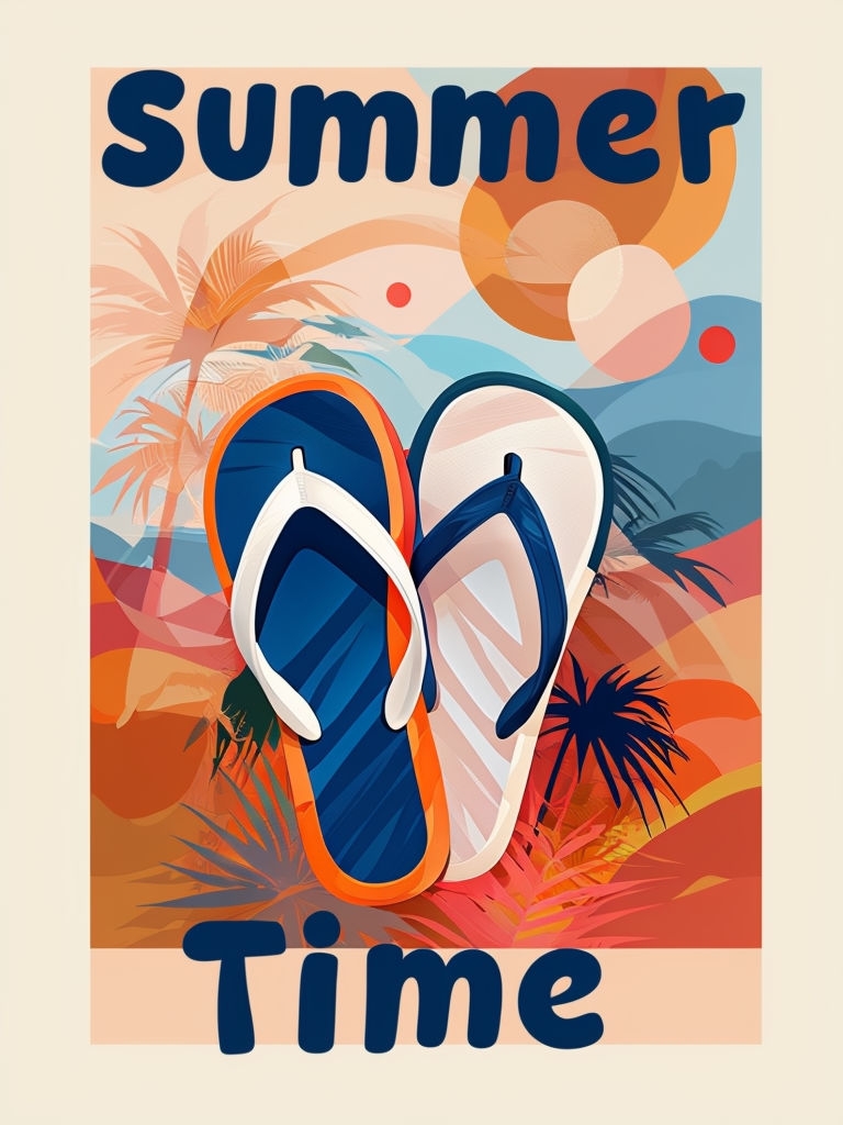 Tropical Summer Flip-Flops and Palm Fronds T-Shirt