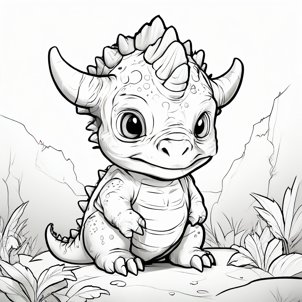 Kawaii humanoid triceratops coloring page by Blueaxolotlus - Playground