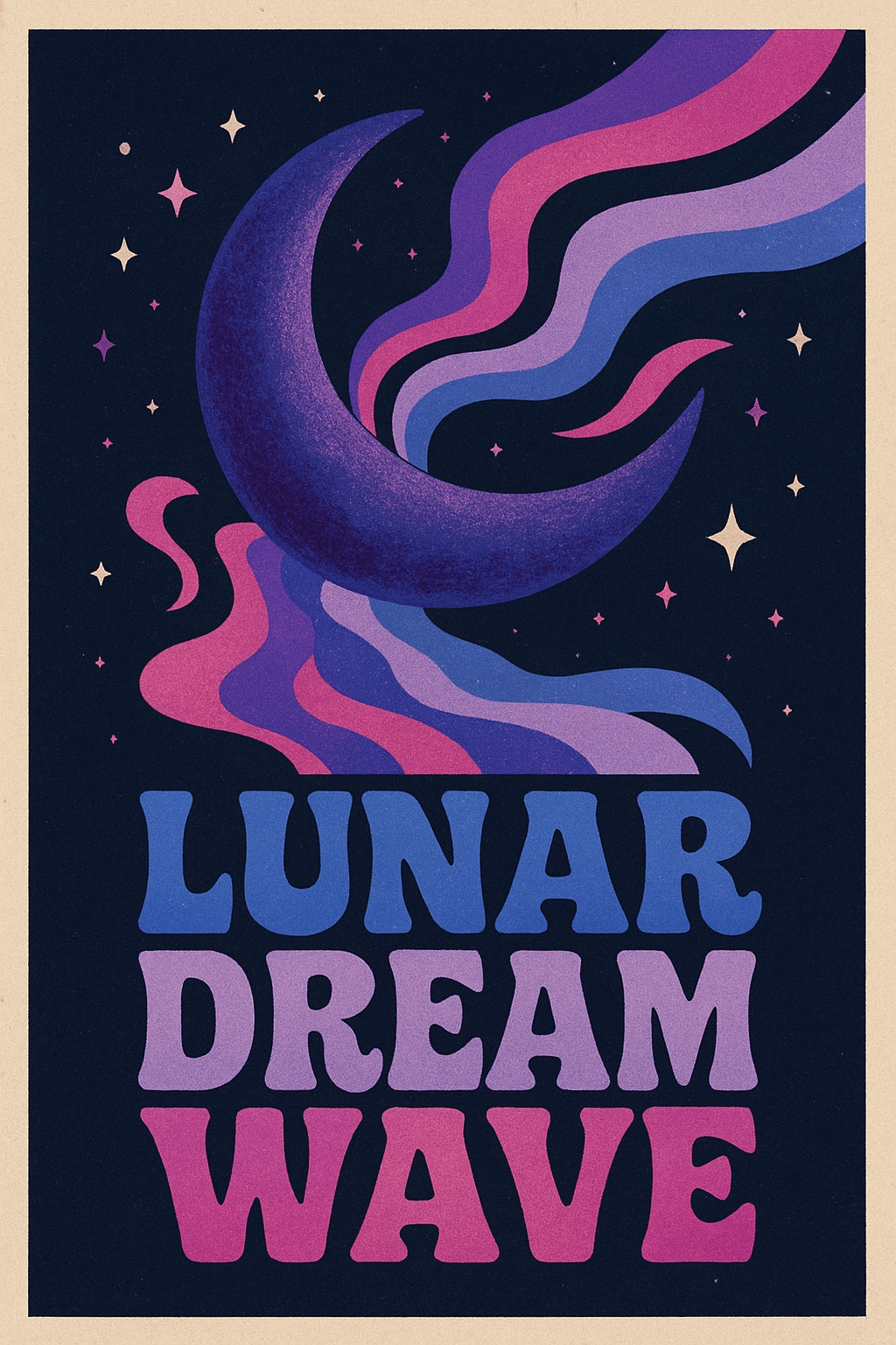 Psychedelic Lunar Dream Wave Retro Art Poster