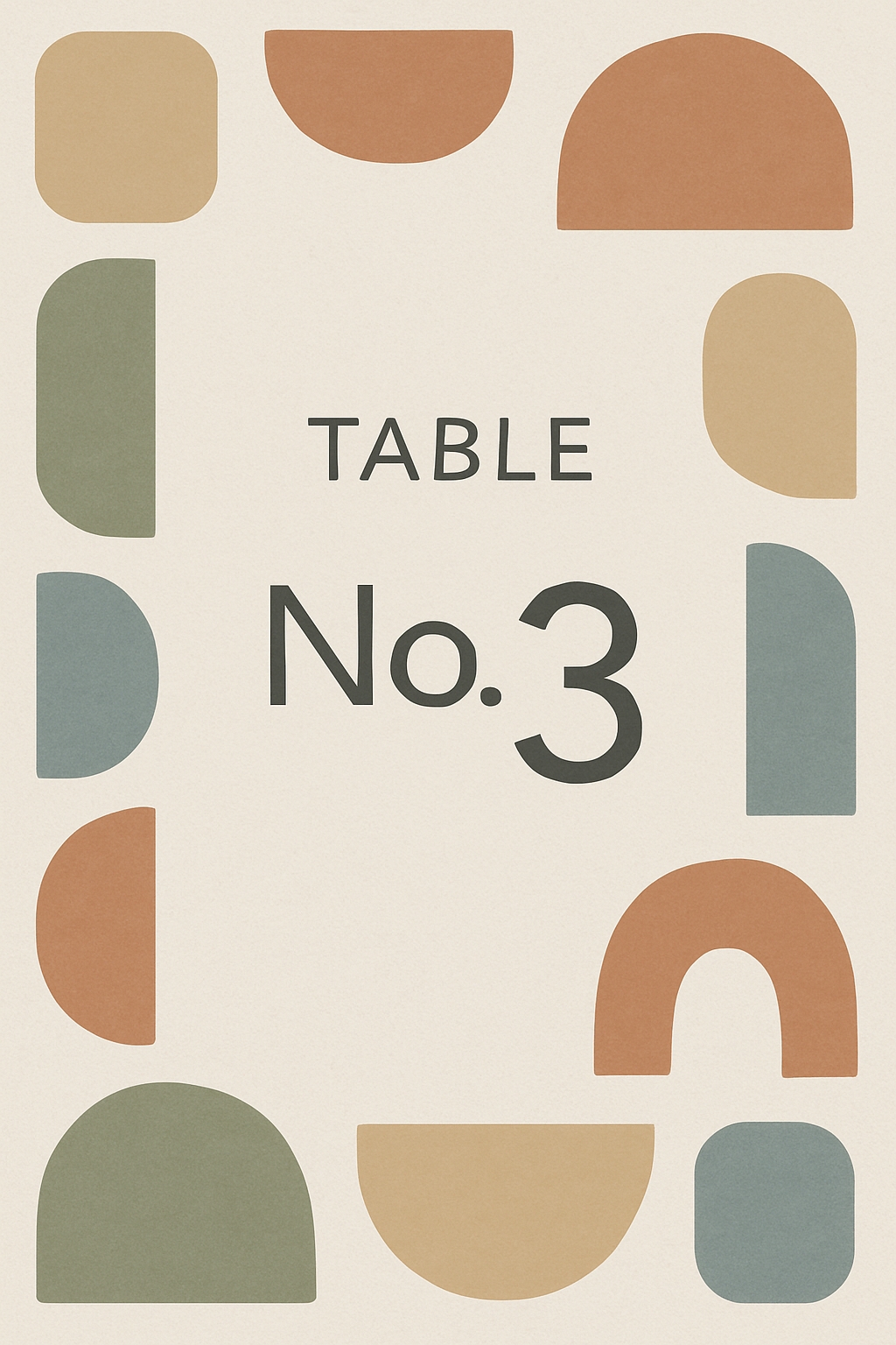 Modern Minimalist Geometric Table No. 3 Event Sign
