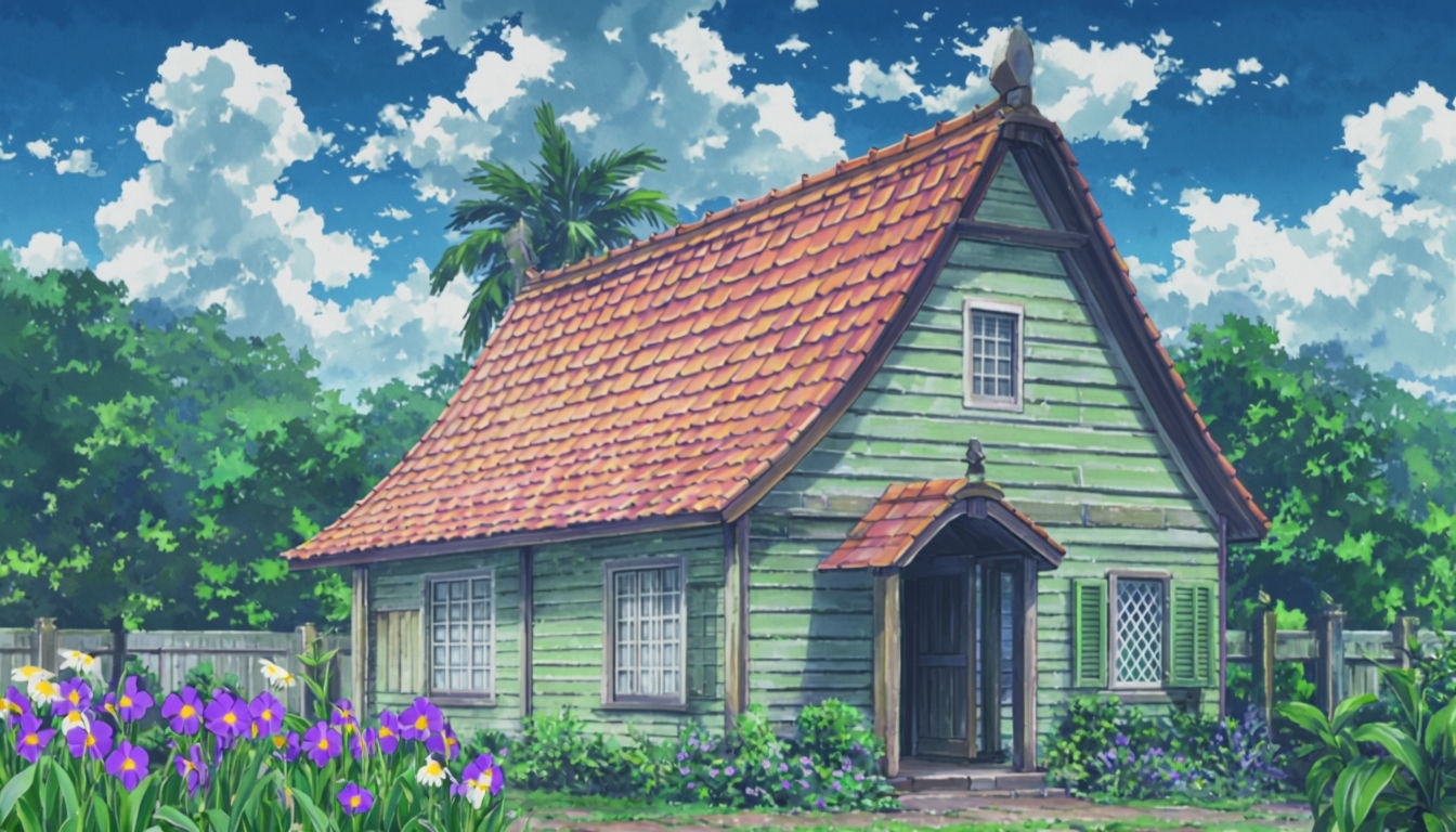 Charming Anime Rural Landscape with Vibrant Colors Backgrounds