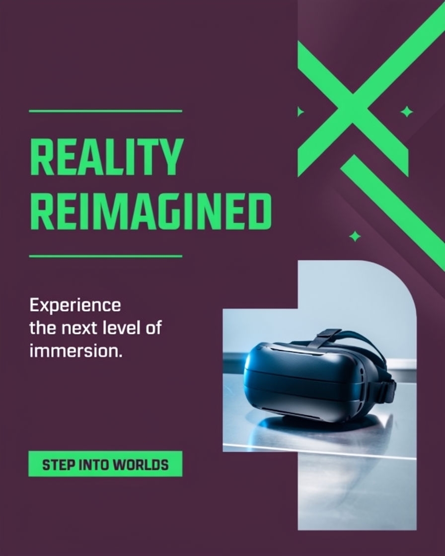 Futuristic Virtual Reality Advertisement with Bold Headlines Ads