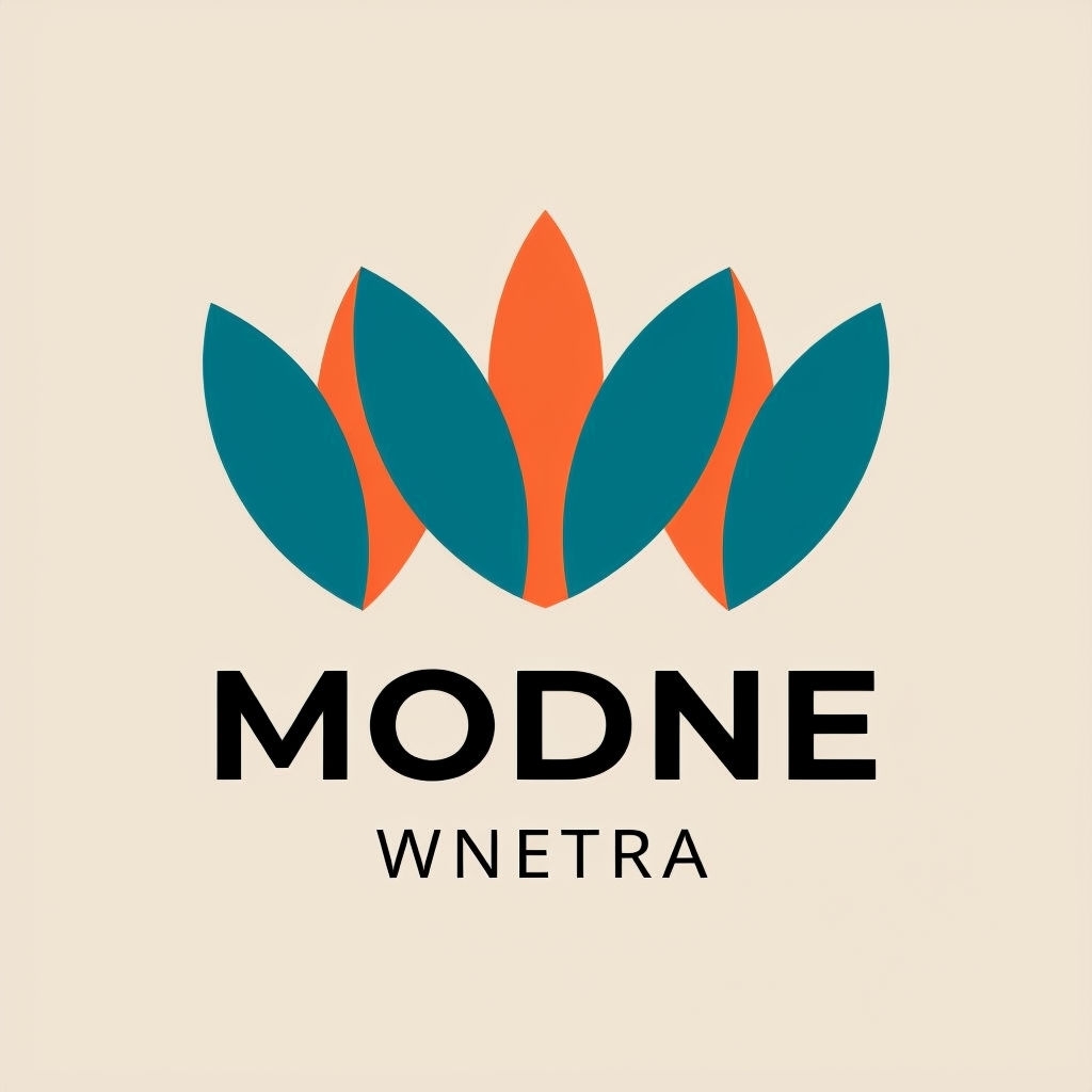 Contemporary Teal and Coral Logo with Abstract Leaf Design