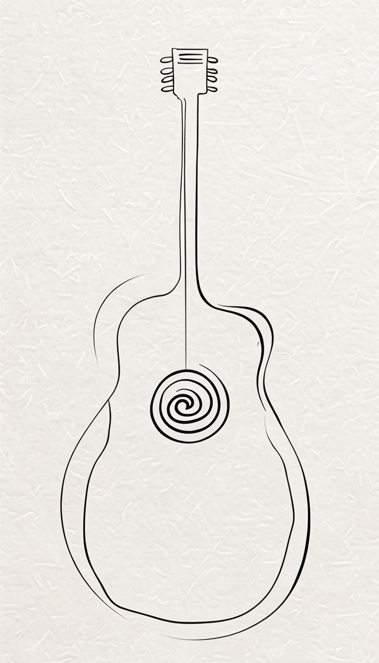 Elegant Minimalist Acoustic Guitar Line Drawing Phone Case Cover