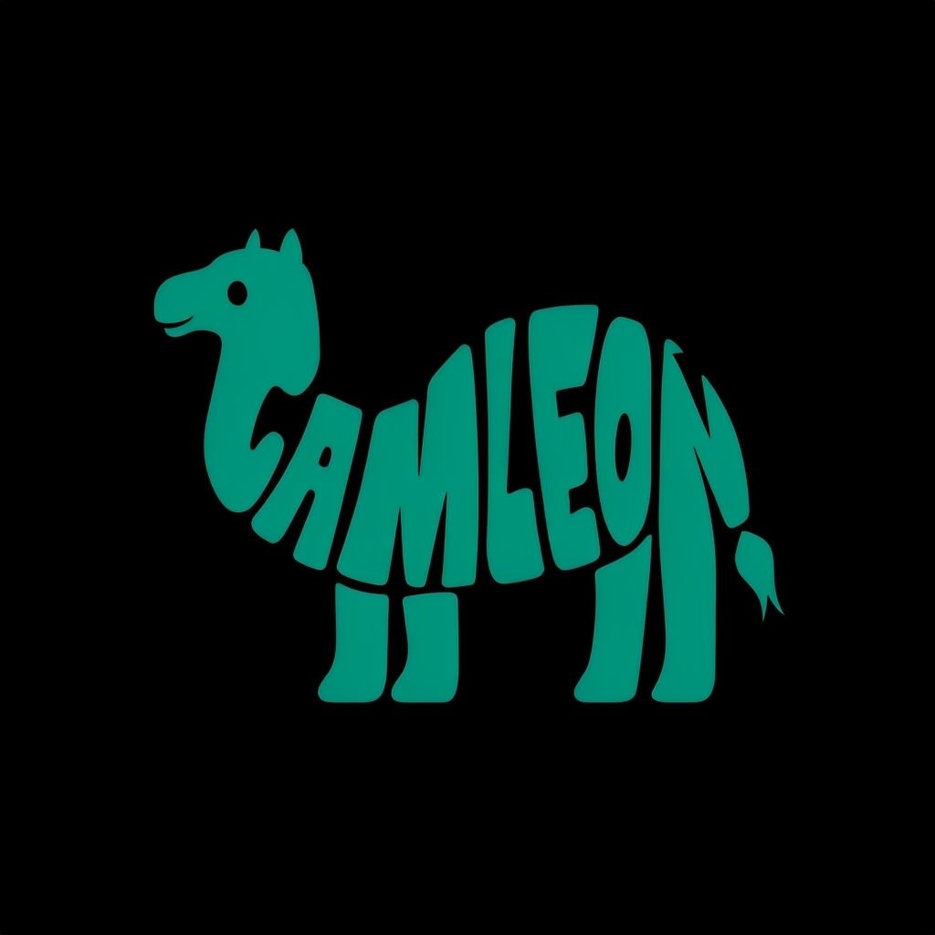 Vibrant Teal CAMELEON Typographic Camel Creature T-Shirt