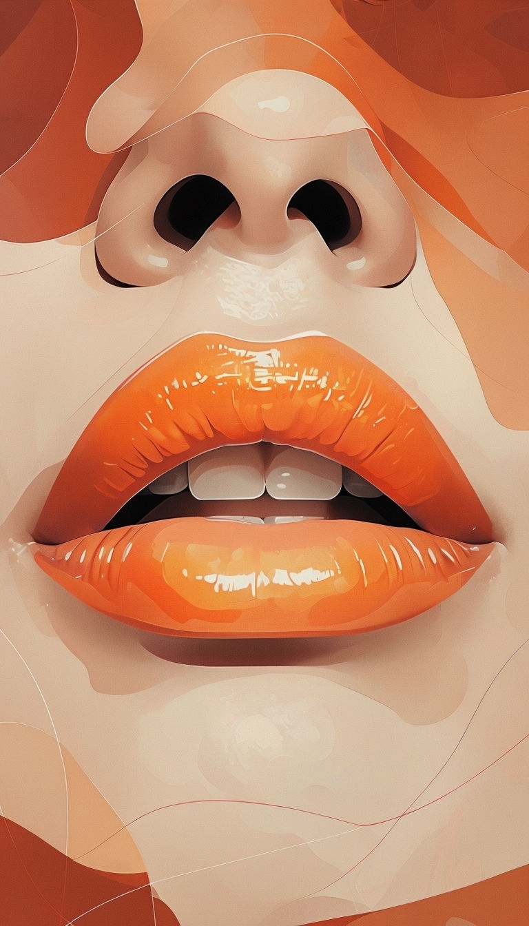 Vibrant Orange Lips Close-Up Digital Illustration Phone Case Cover