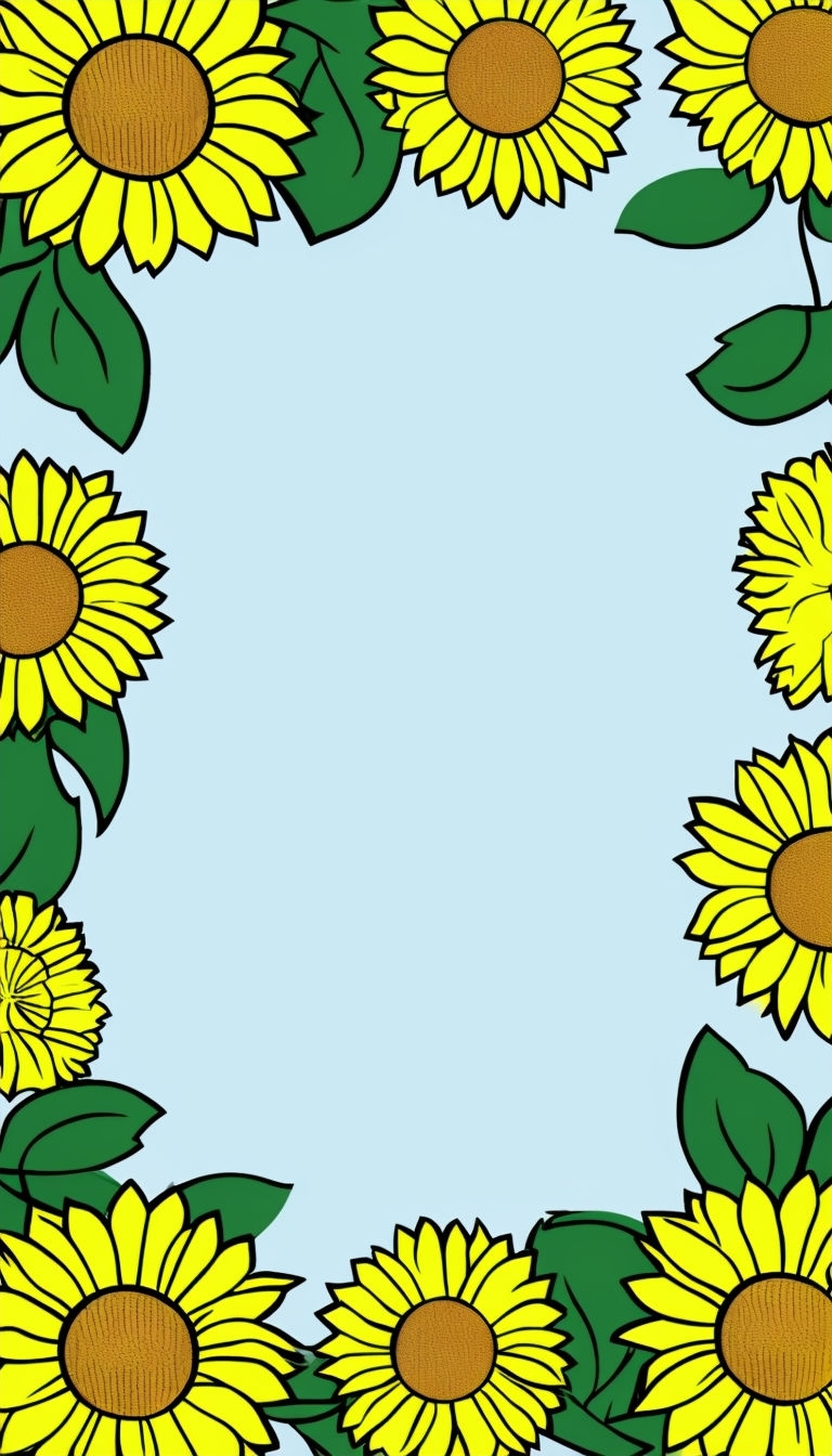 Vibrant Sunflower Frame Design with Clear Center Square Social Media Post