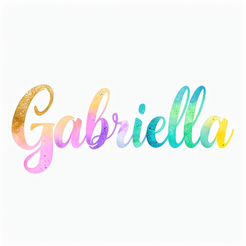 Vibrant Gabriella Cursive Name Art with Watercolor Effect Mug