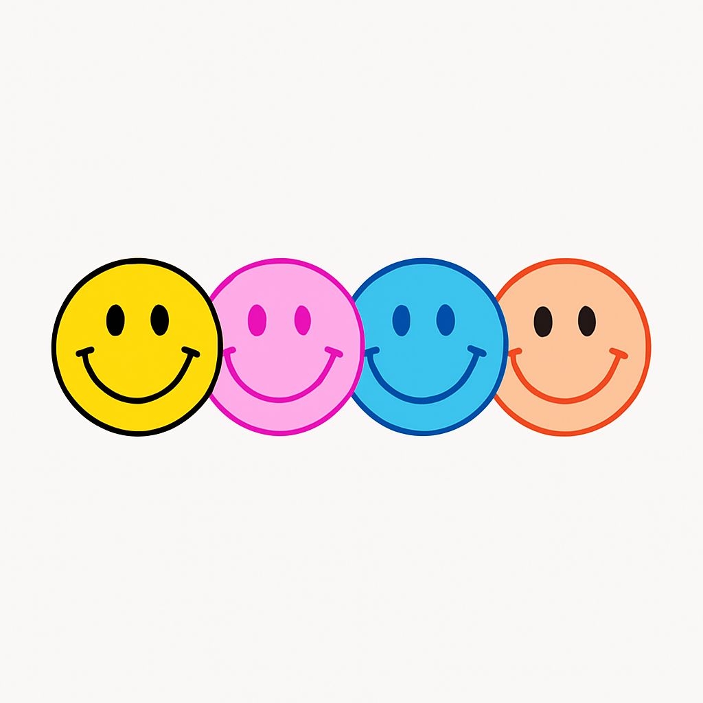 Vibrant Smiley Faces Colorful Sticker Design for Cheerful Decor
