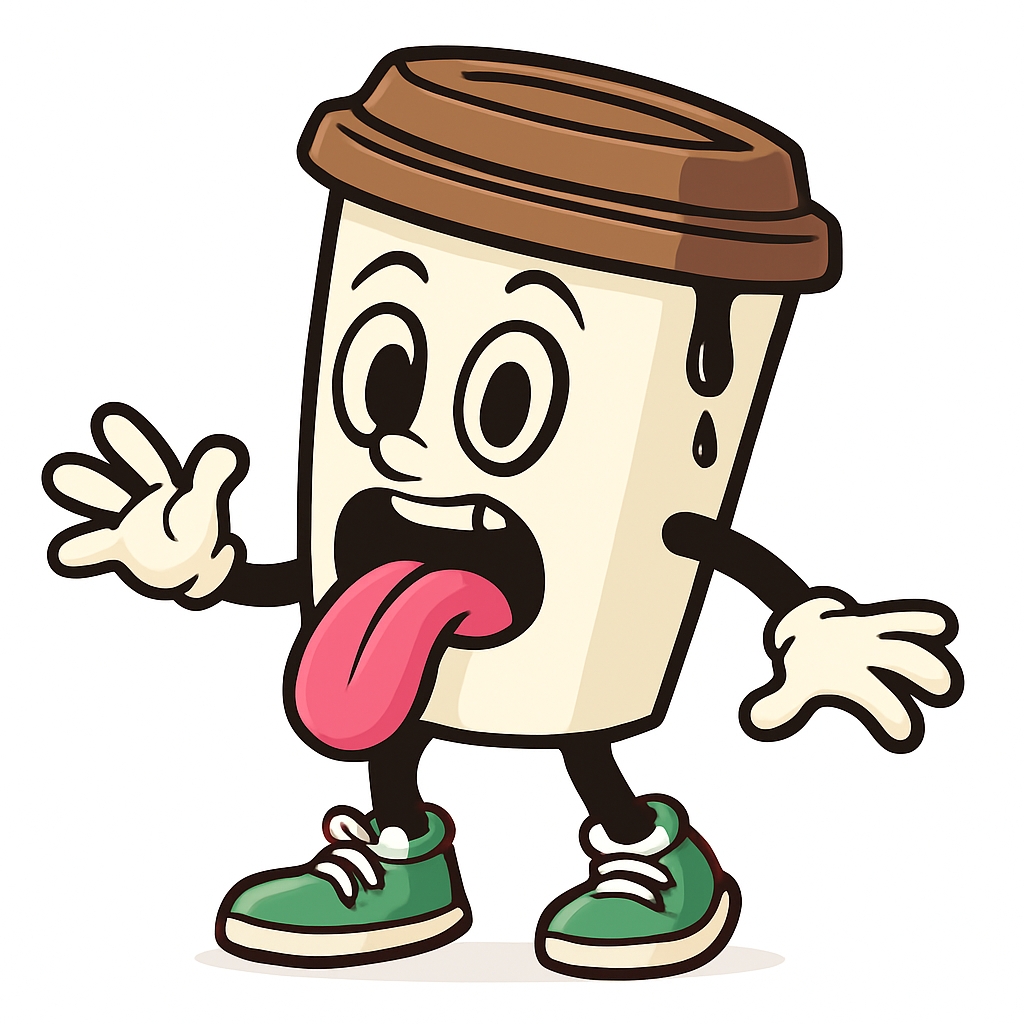 Playful Cartoon Coffee Cup Character Illustration Sticker
