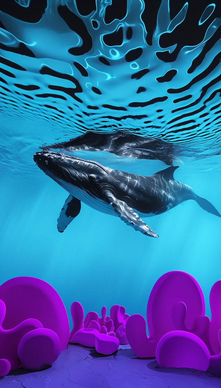 Majestic Underwater Dreamscape with Whale Mobile Wallpaper