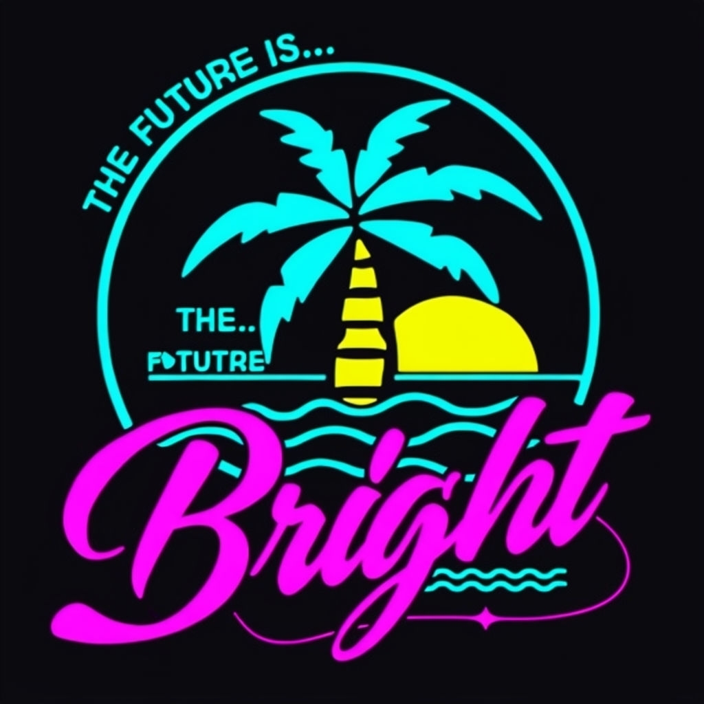 Vibrant Neon Tropical Future Is Bright T-Shirt