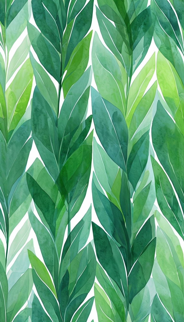 Seamless Green Leaf Pattern Digital Art Phone Case Cover