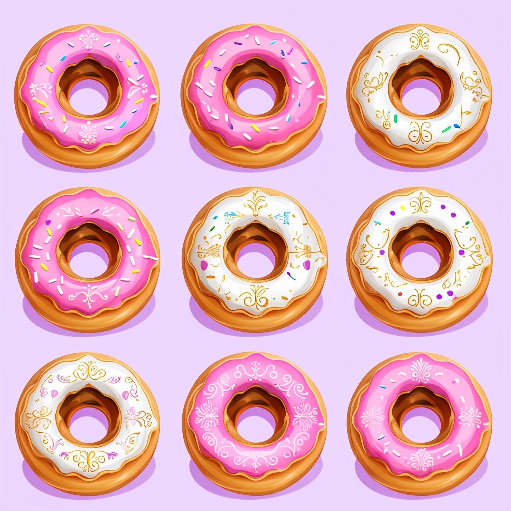 Whimsical Colorful Donuts Seamless Pattern Illustration