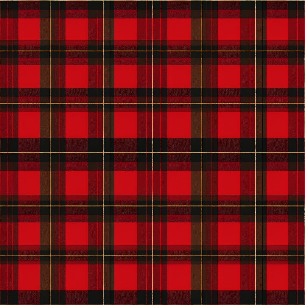 Elegant Red and Black Tartan Pattern with Gold Lines Seamless Pattern