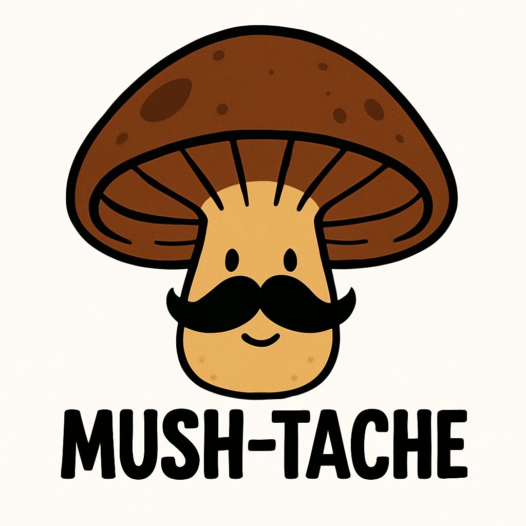 Playful Mustached Mushroom Character Cartoon Sticker