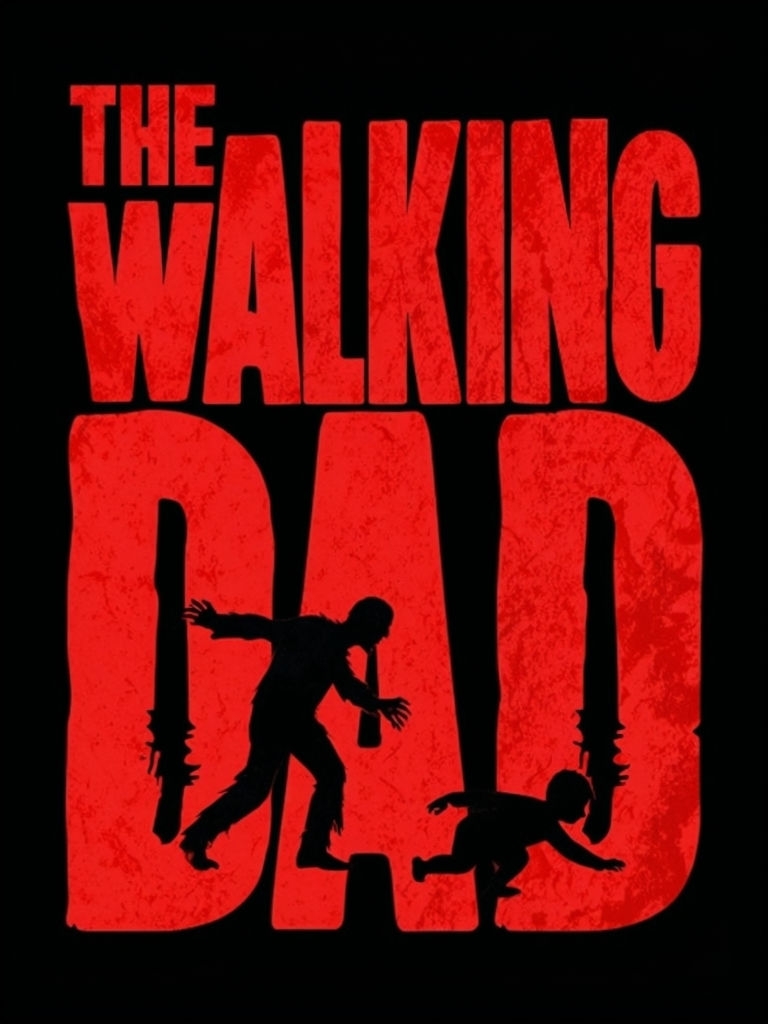 The Walking Dad Textured Graphic with Zombie Silhouettes T-shirt