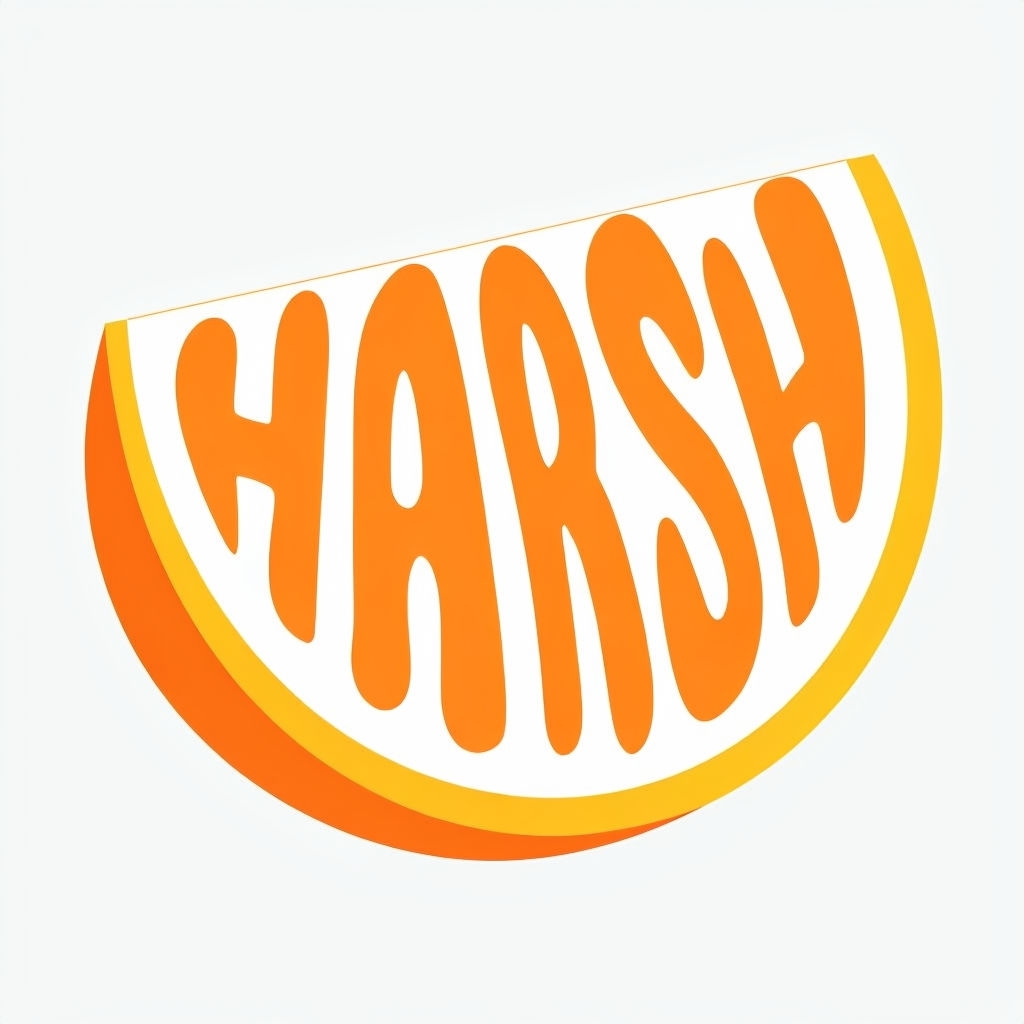 Stylized Orange Slice with HARSH Text Minimalist Sticker