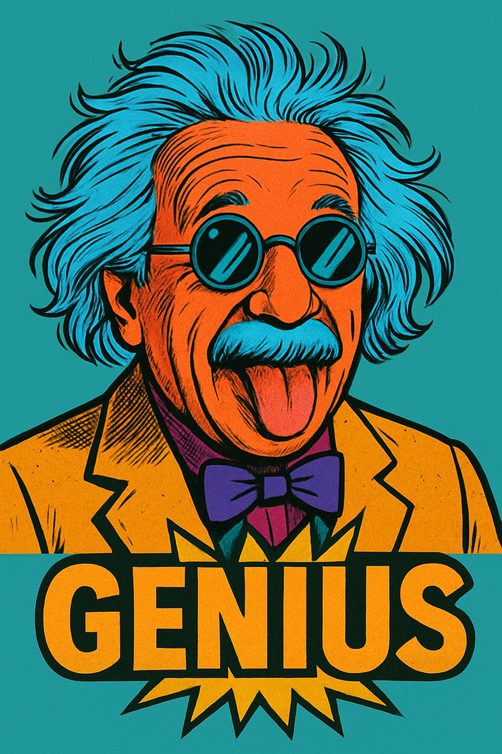 Vibrant Pop Art Albert Einstein with Whimsical Expression T-Shirt