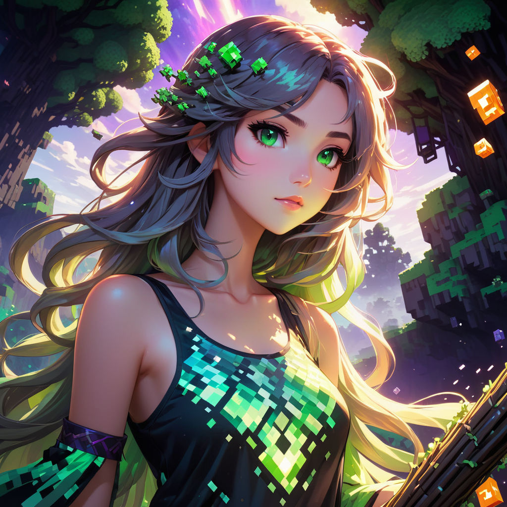 Minecraft creeper as an anime girl