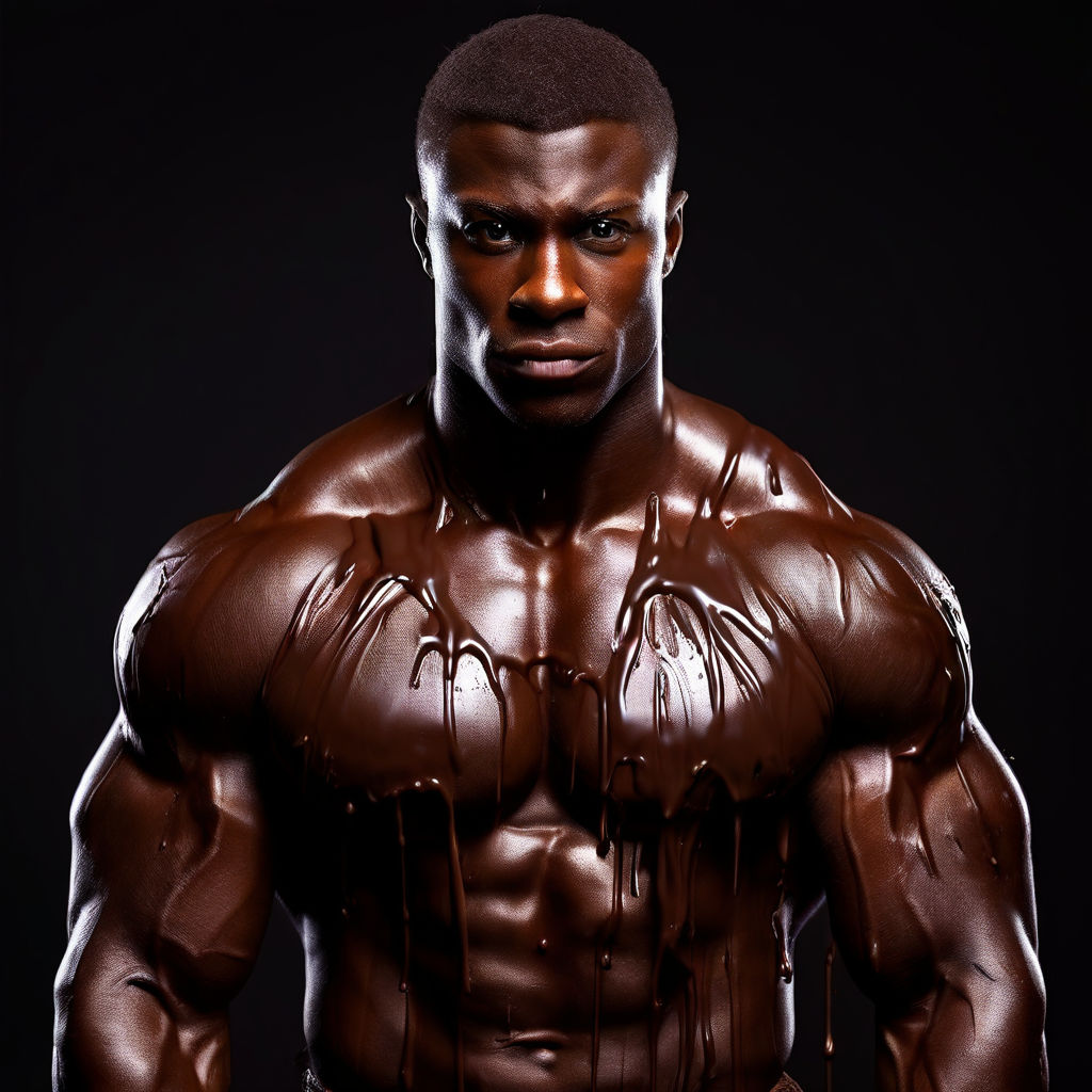 a oiled muscular bodybuilder black man slave