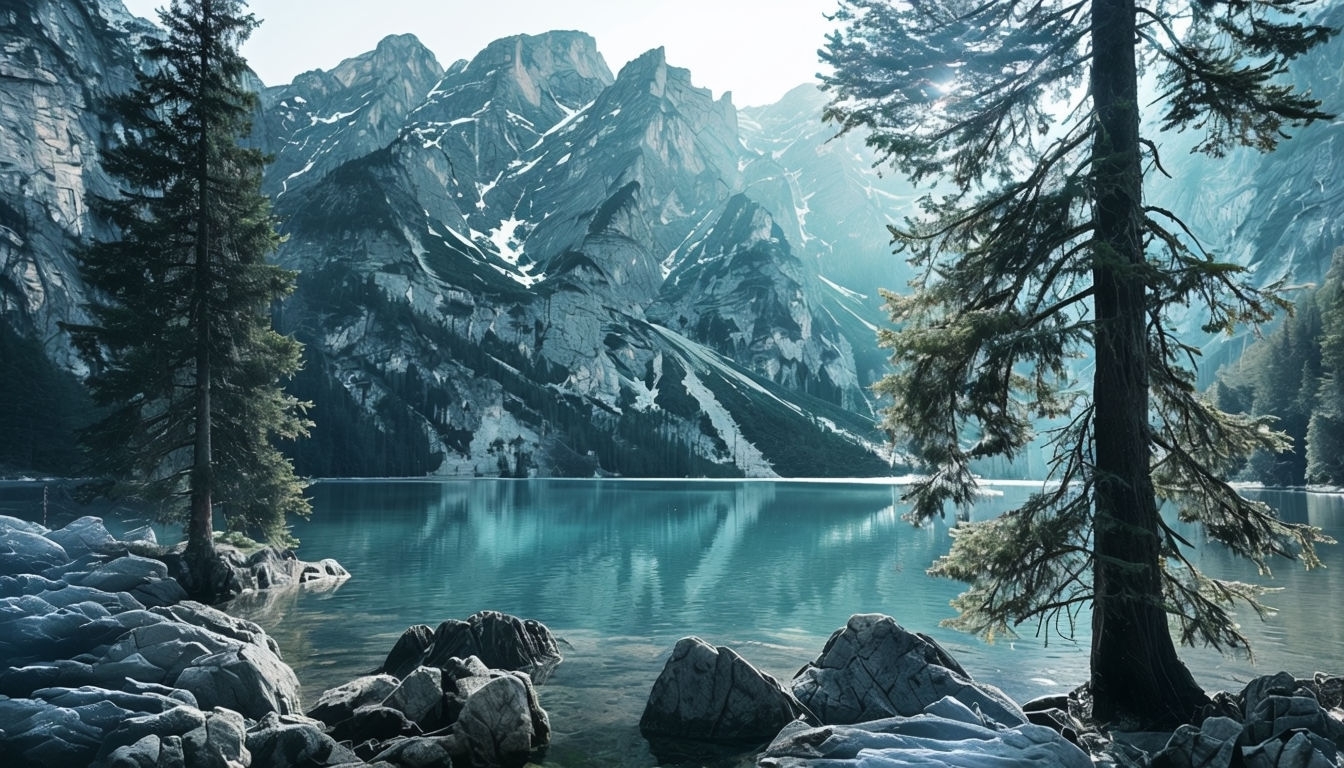 Tranquil Lake and Mountain Landscape Photography Virtual Background