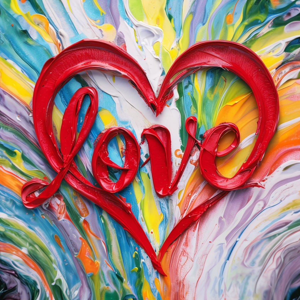 Vibrant Red Heart Love Expressionist Art Poster - Playground