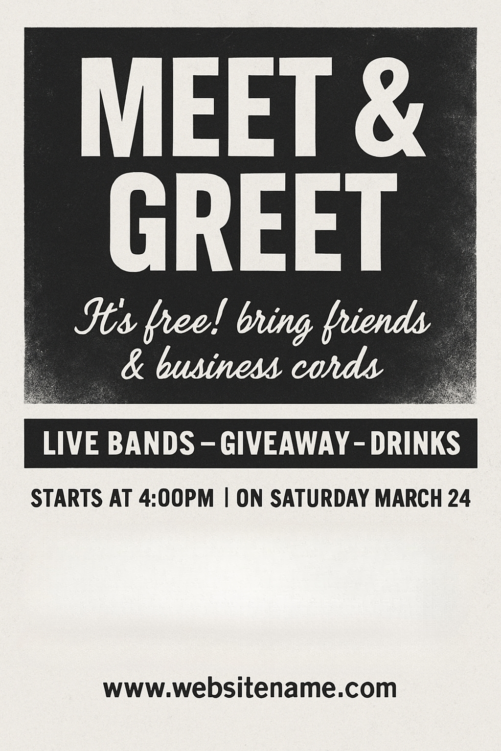Minimalist Meet & Greet Promotional Poster Design Flyer