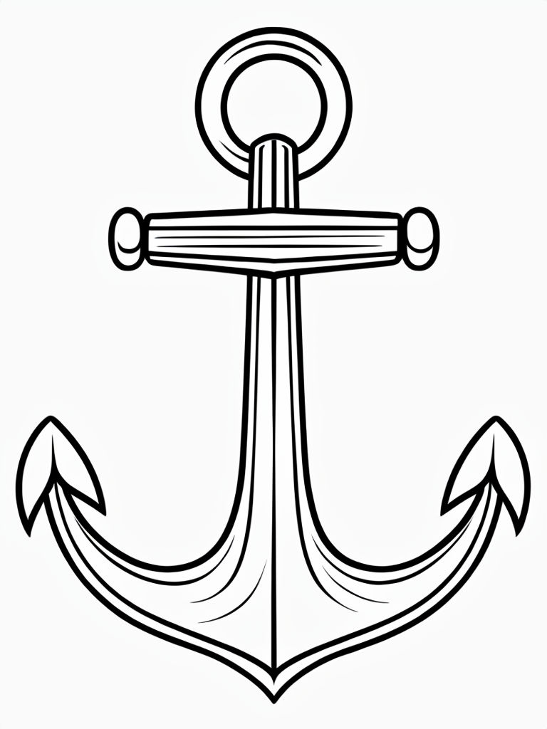Vintage Nautical Anchor Line Art Coloring Page Design