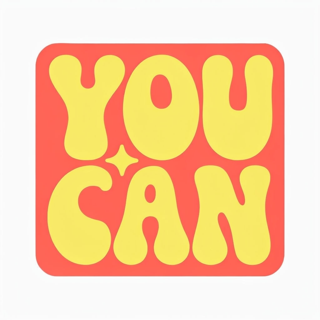 Bright Yellow 'YOU CAN' Motivational Bubble Text Sticker