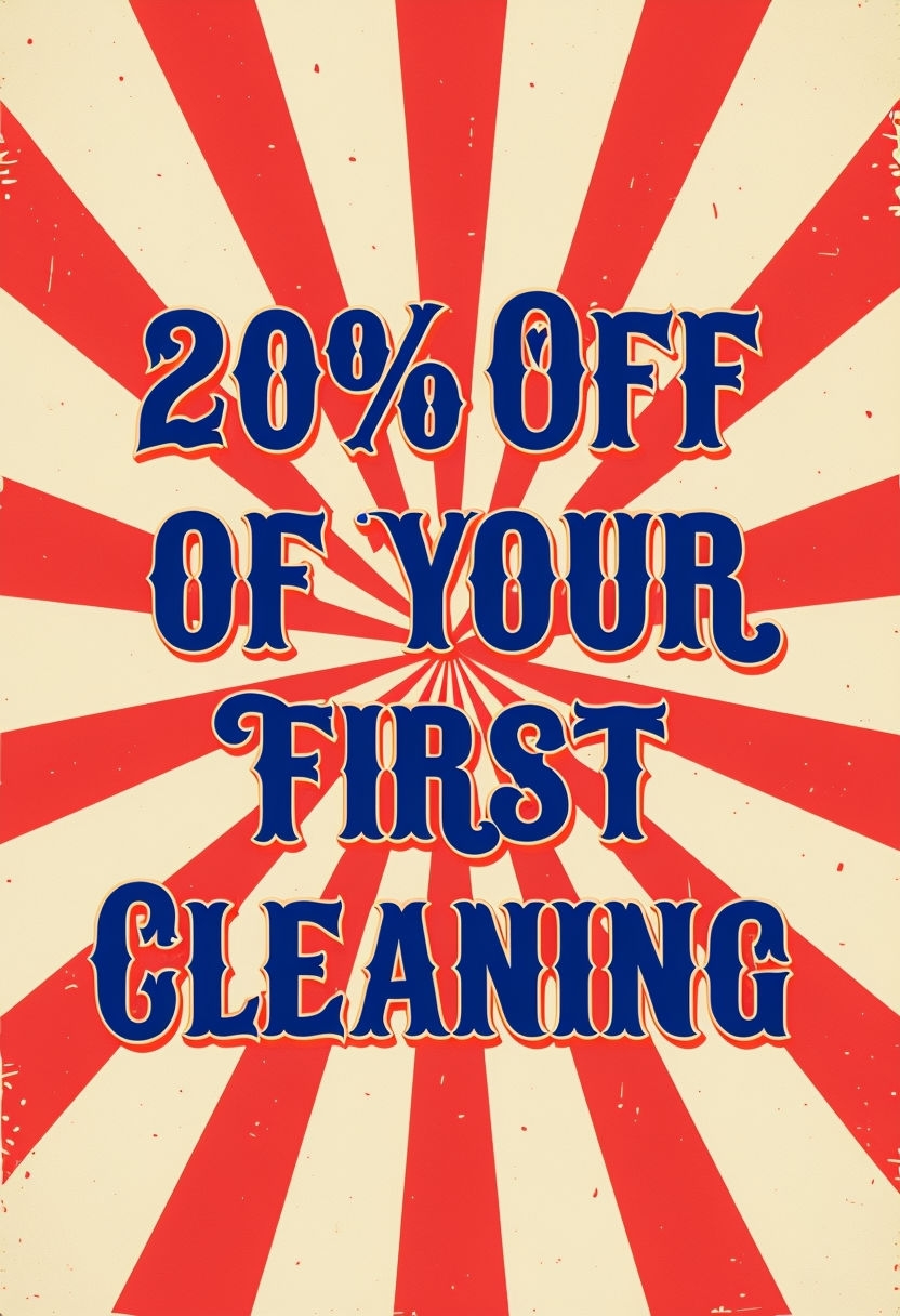 Vintage Promotional Poster Offering 20% Off Your First Cleaning Social Media Post