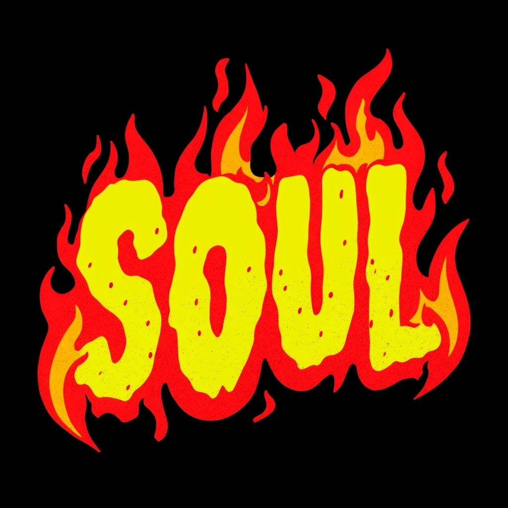 Fiery Soul Typography with Bold Flames Graphic T-Shirt