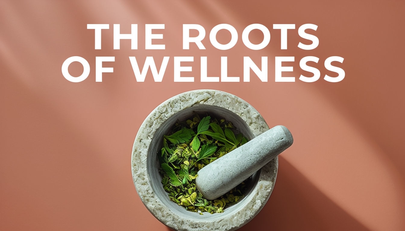 Sophisticated Wellness Flat Lay with Herbs and Pestle Social Media Post