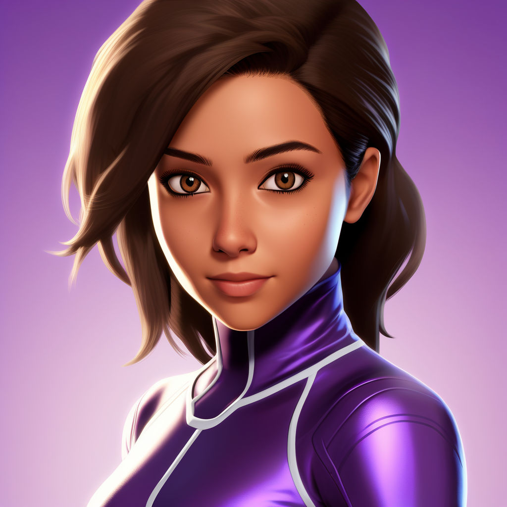 female fortnite skin brown hair with bangs brown eyes mole under lips