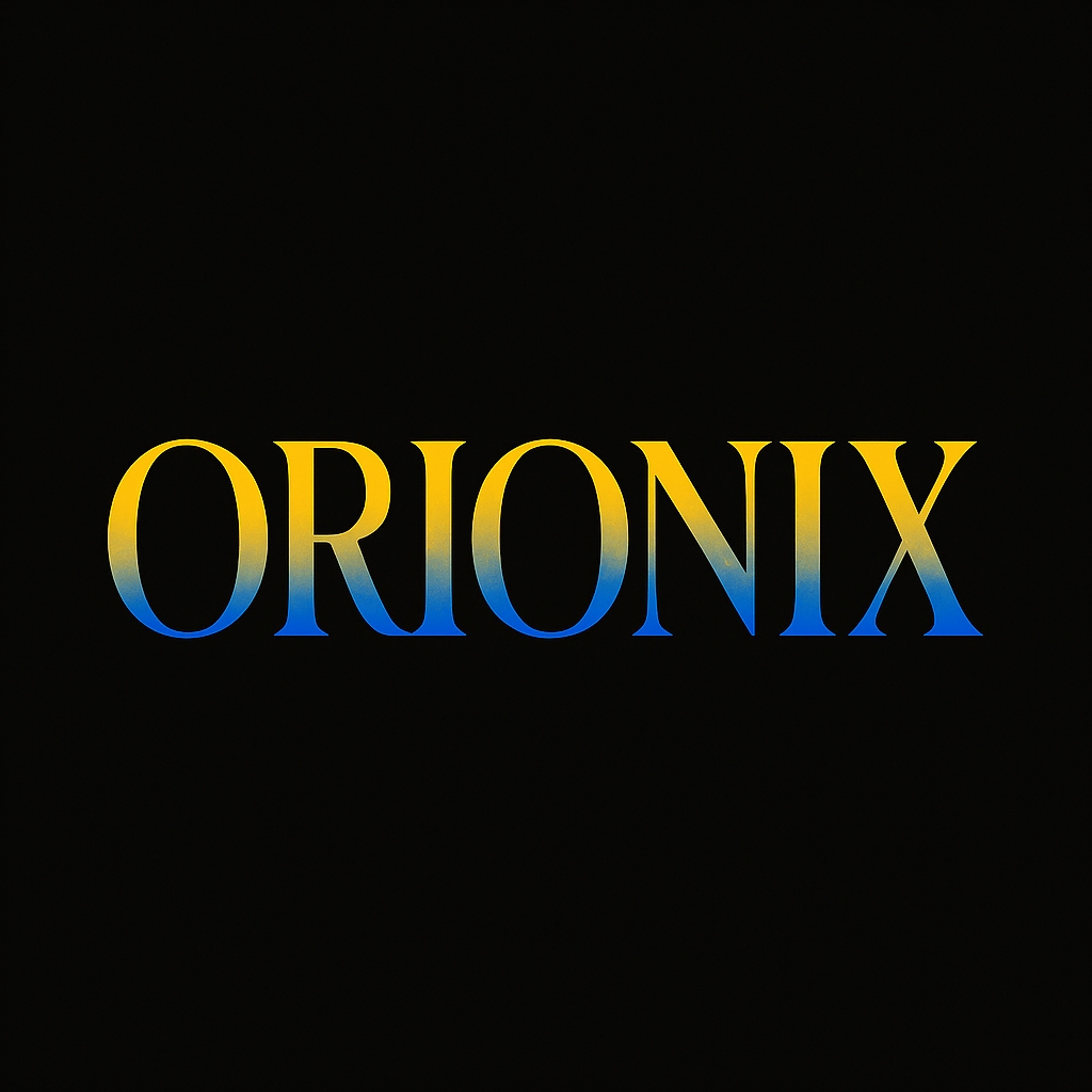 Modern Gradient ORIONIX Logo Design on Black Background